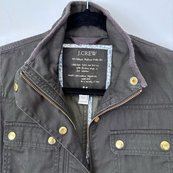 J Crew Women’s XXS Downtown Army Green Field Zip Snap Button Cargo Jacket - Picture 4 of 13